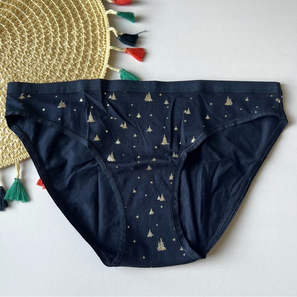 Victoria's Secret Other - Victoria's Secret Stretch Cotton Bikini Panty Midnight Sea Shimmer Trees M NEW
